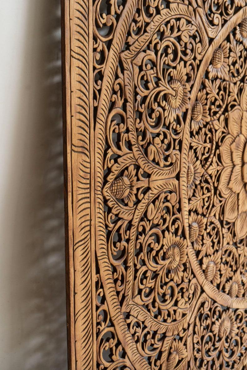 Headboard Boho Bedroom Hand Carved King Size Bed Headboard Etsy