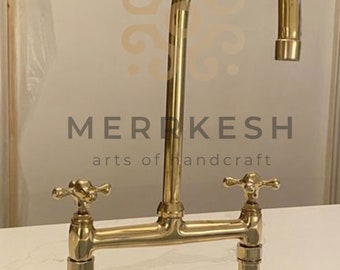 8" Bridge Solid Brass Golden Faucet