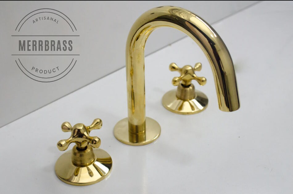 Solid Brass 3 Holes Bathroom & Kitchen Faucet Widespread ...