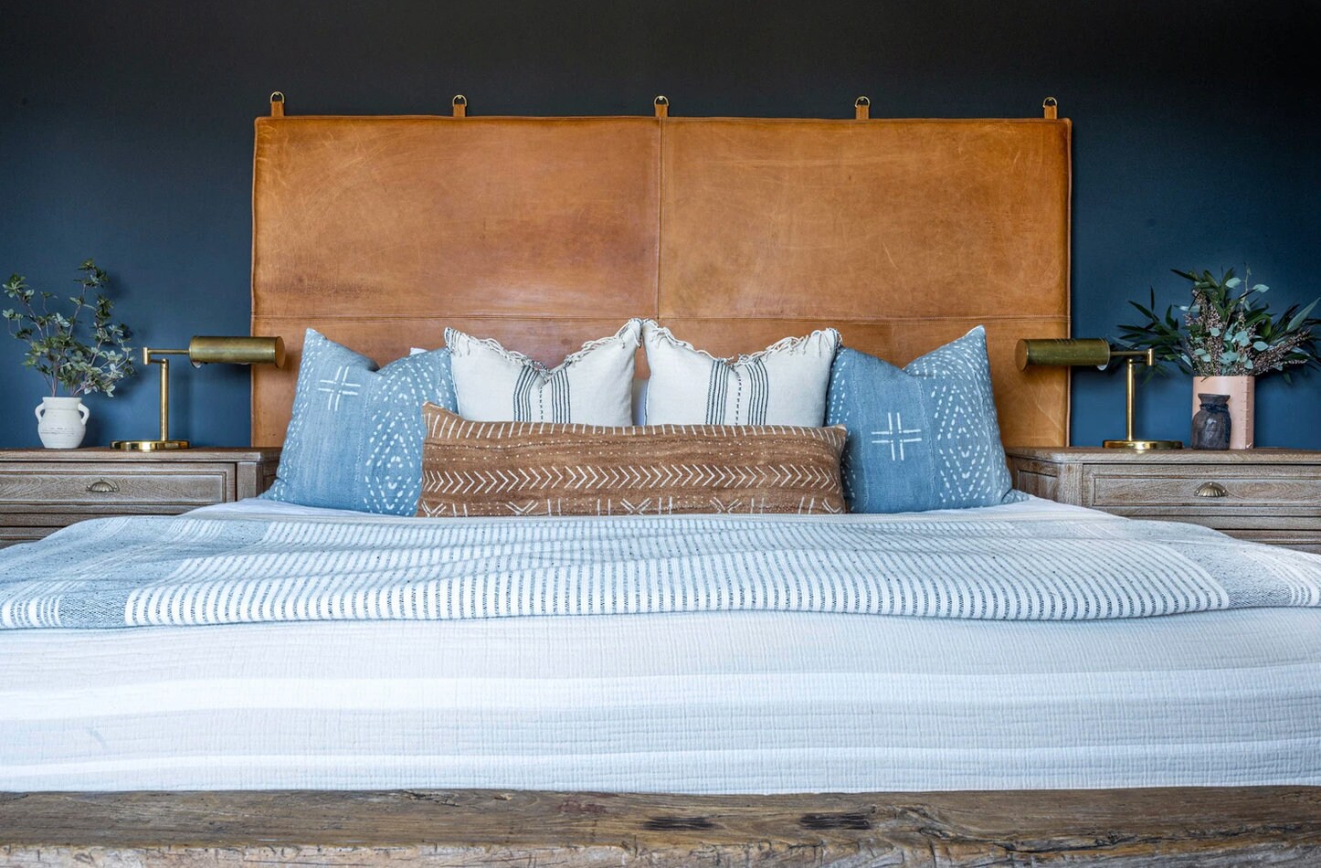 Wall Leather Hanging Headboard Leather Headboardqueen Etsy