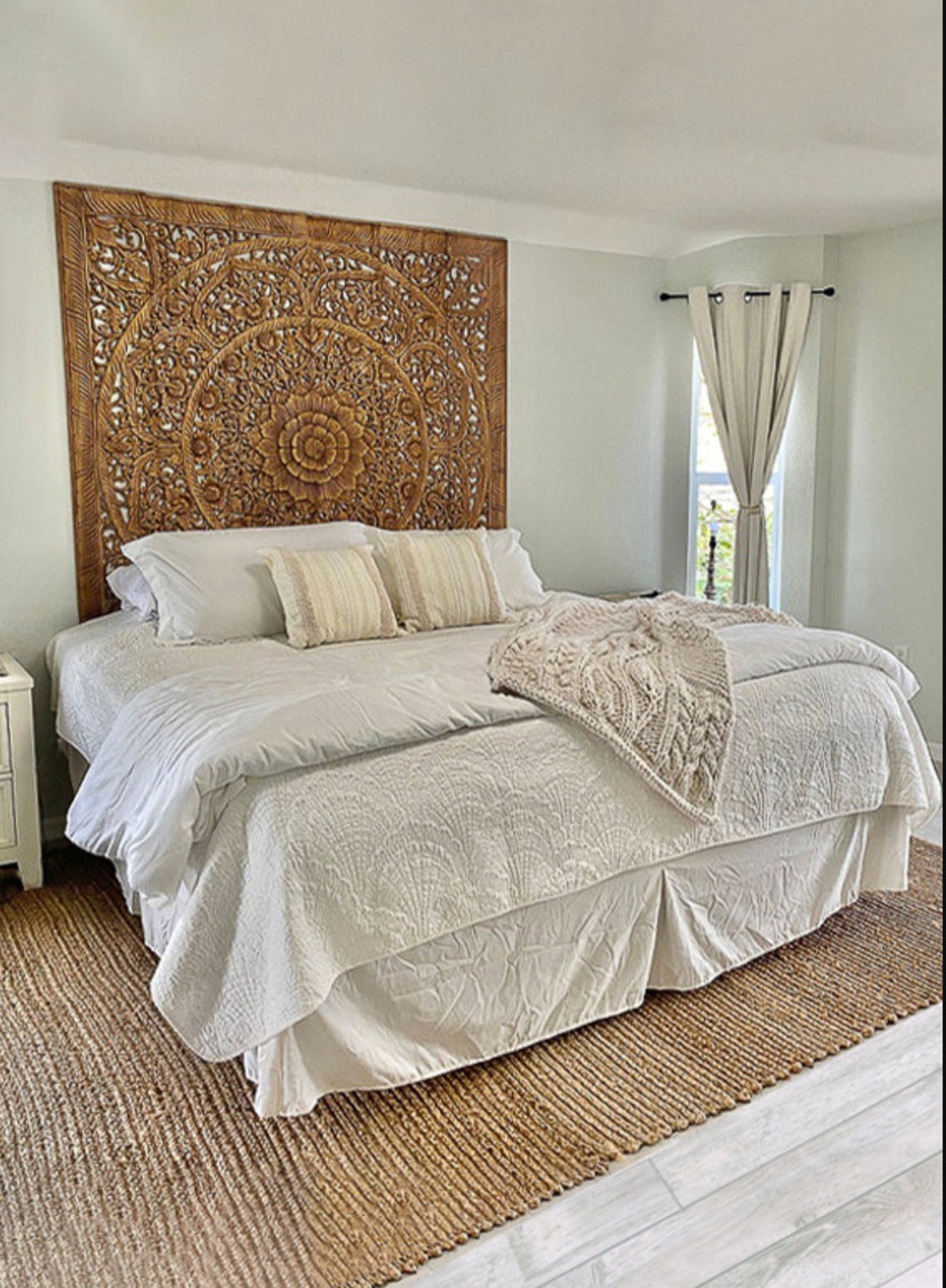 Headboard Boho Bedroom Hand Carved King Size Bed Headboard Etsy