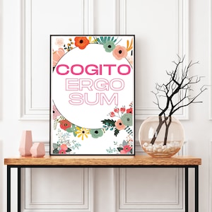 Latin Phrase | Digital Print | Latin Teacher Gift | Wall Art | Classics | Cogito Ergo Sum