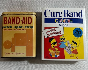 Vintage Band-AIDS Metal Tin and The Simpsons  Cure Band lot