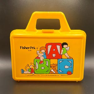 Fisher-Price #638 Vintage Yellow Plastic Lunch Box or Carrying Case from 1979