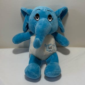 Peluche de elefante azul y blanco bordado de 28 cm (11&quot;).