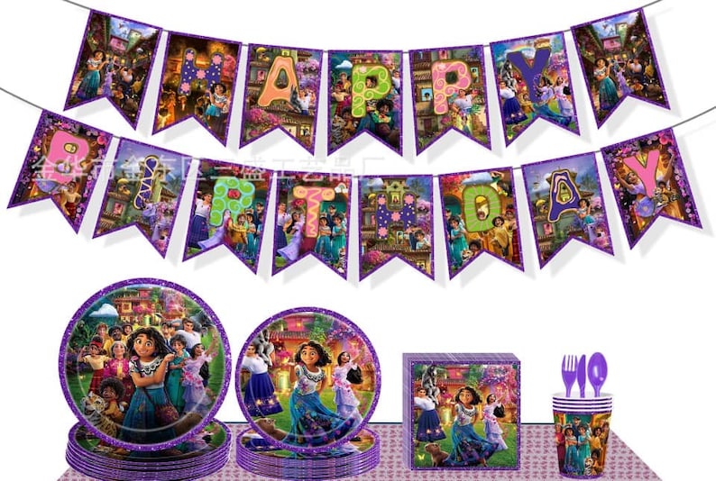 Encanto Themed Cups Plates Table Cover Banner and More Etsy