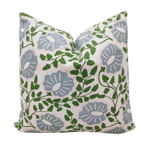Decorative Pillow Cover Blue and Green Punch Paisley cotton pillow  18x18, 20x20 or 22x22, 24x24, 26x26 or lumbar pillow cover. both print