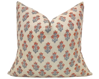 Hand Block Print Cotton Pillow Cover: Floral Sofa Decor