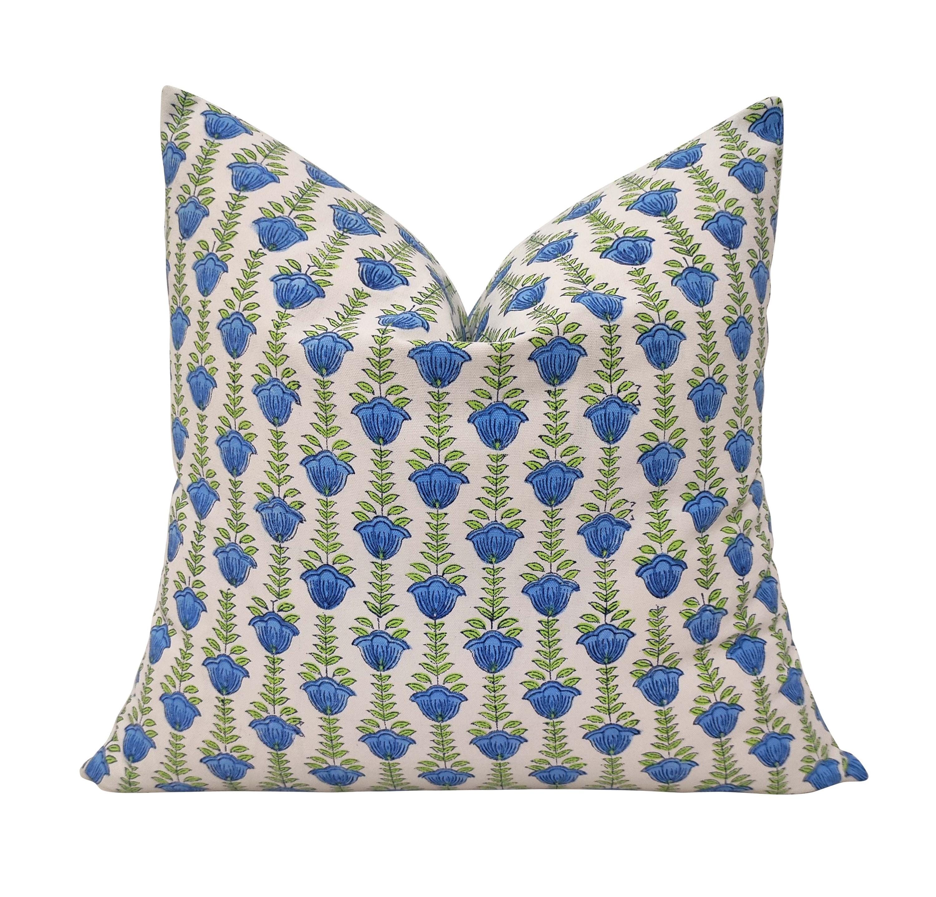 Hand Block Print Pillow Cover: Organic Cotton Floral Cushion Sham