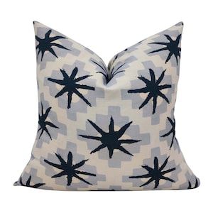 cotton Heavy Blue Star Decorative Pillow Cover 18x18, 20x20, 22x22, 24x24, Eurosham or Lumbar Pillow, Throw pillow. both side print .