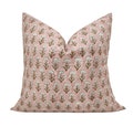 Indian Hand Block Print Throw Pillows Organic Cotton pink & brown Flowers, Pillowcase, Cushion Cover Shams FINAL SLAE. both side print