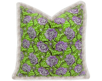 Compre funda de cojín/almohada con flecos en línea con estampados florales en ambos lados / Color: limón, cualquier tamaño está disponible / cojín de diseñador europeo