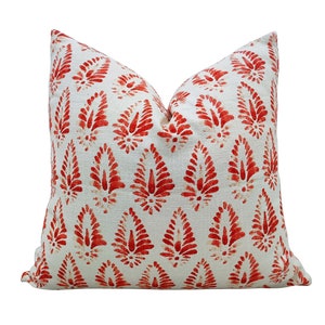 Red Floral Block Print Pillow Cover: Lacefield Designs Agave, Custom Size