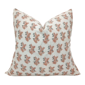 Hand Block Print Cotton Pillow Cover: Floral Square Cushion