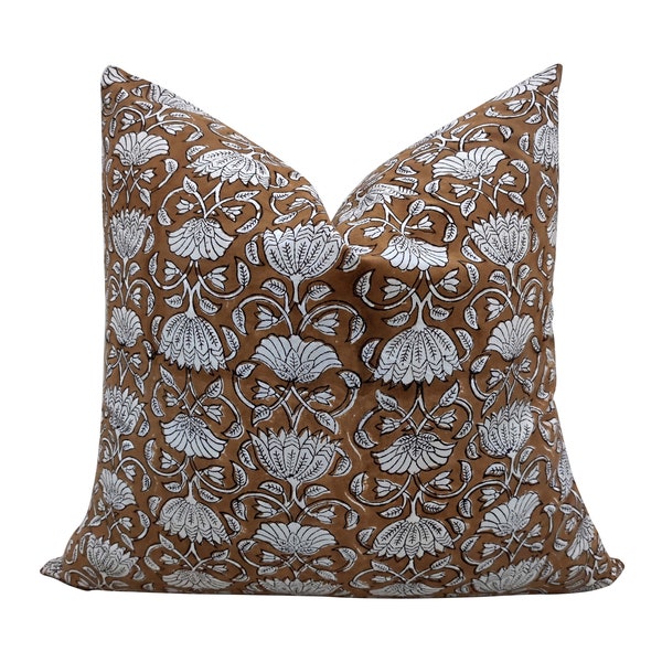 Capa de Almofada Floral Mostarda: Estampa Tropical Moderna, Almofada Lombar de Algodão