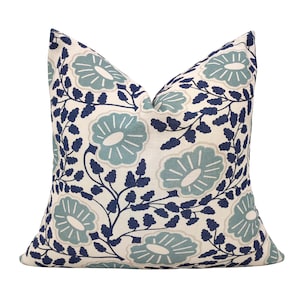 Decorative Pillow Cover blue Punch Paisley cotton pillow 18x18, 20x20 or 22x22, 24x24, 26x26 or lumbar pillow cover. both print