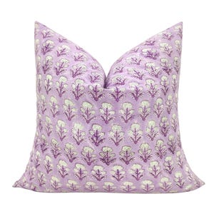 Indian Hand Block Print Throw Pillows Organic Cotton purple Flowers, Pillowcase, Cushion Cover Shams FINALSLAE. both side print, custom size