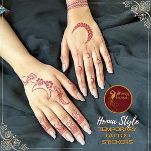 Henna Style Temporary Tattoo Stickers- Henna tattoo- Henna sticker- Latest Henna- Red henna- black henna- latest henna - tattoo- Eid Henna