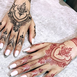 Henna Style Temporary Tattoo Stickers- Henna tattoo- Henna sticker- Latest Henna- Red henna- black henna- latest henna design- tattoo-