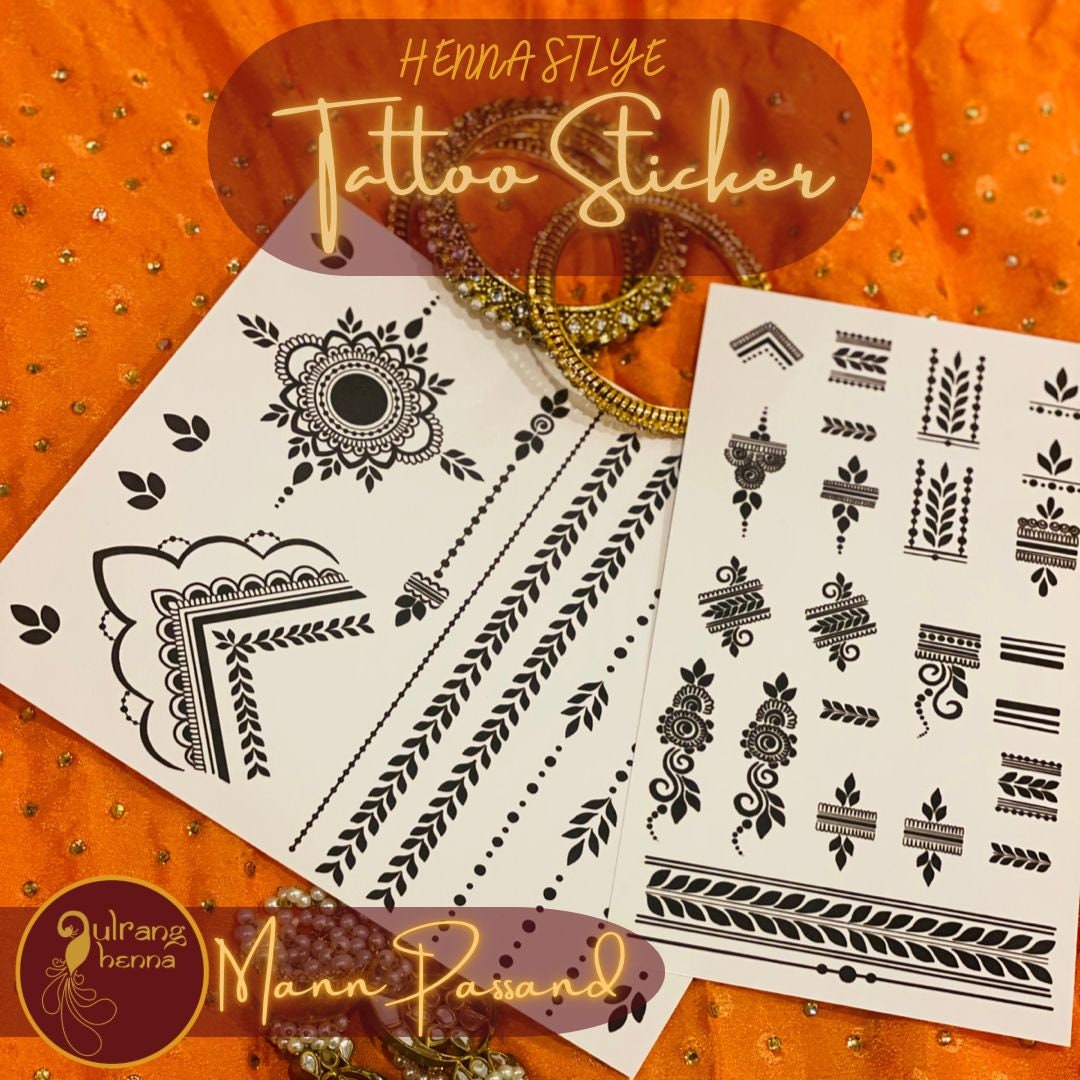 Henna Style Tattoo Stickers Instant Henna Temporary Henna Etsy Canada