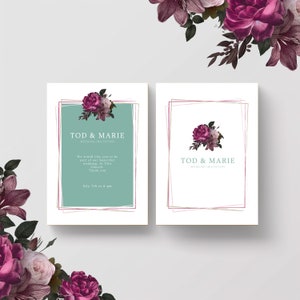 Hochzeitseinladung, Elegant, Druckdatei, png, Illustrator, Photoshop, Printable, Grün, Rosa, Blau