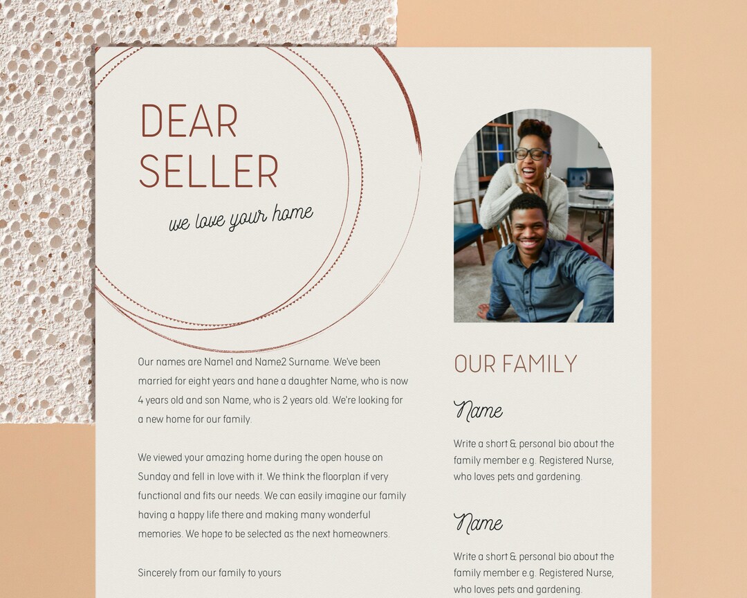 Home Offer Letter Template Aesthetic Note to Seller Boho Etsy