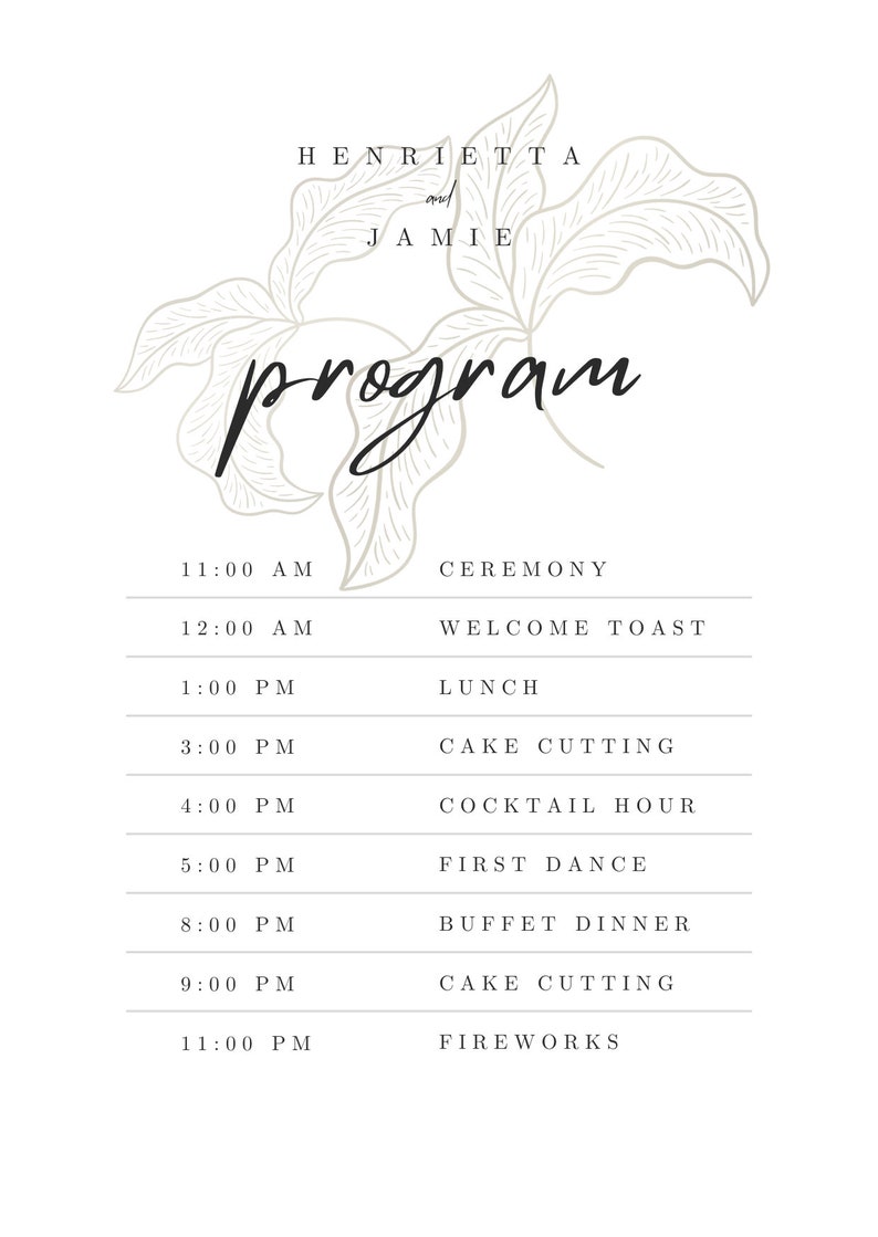 Wedding Invitation Stationery Bundle program RSVP Elegant & Etsy