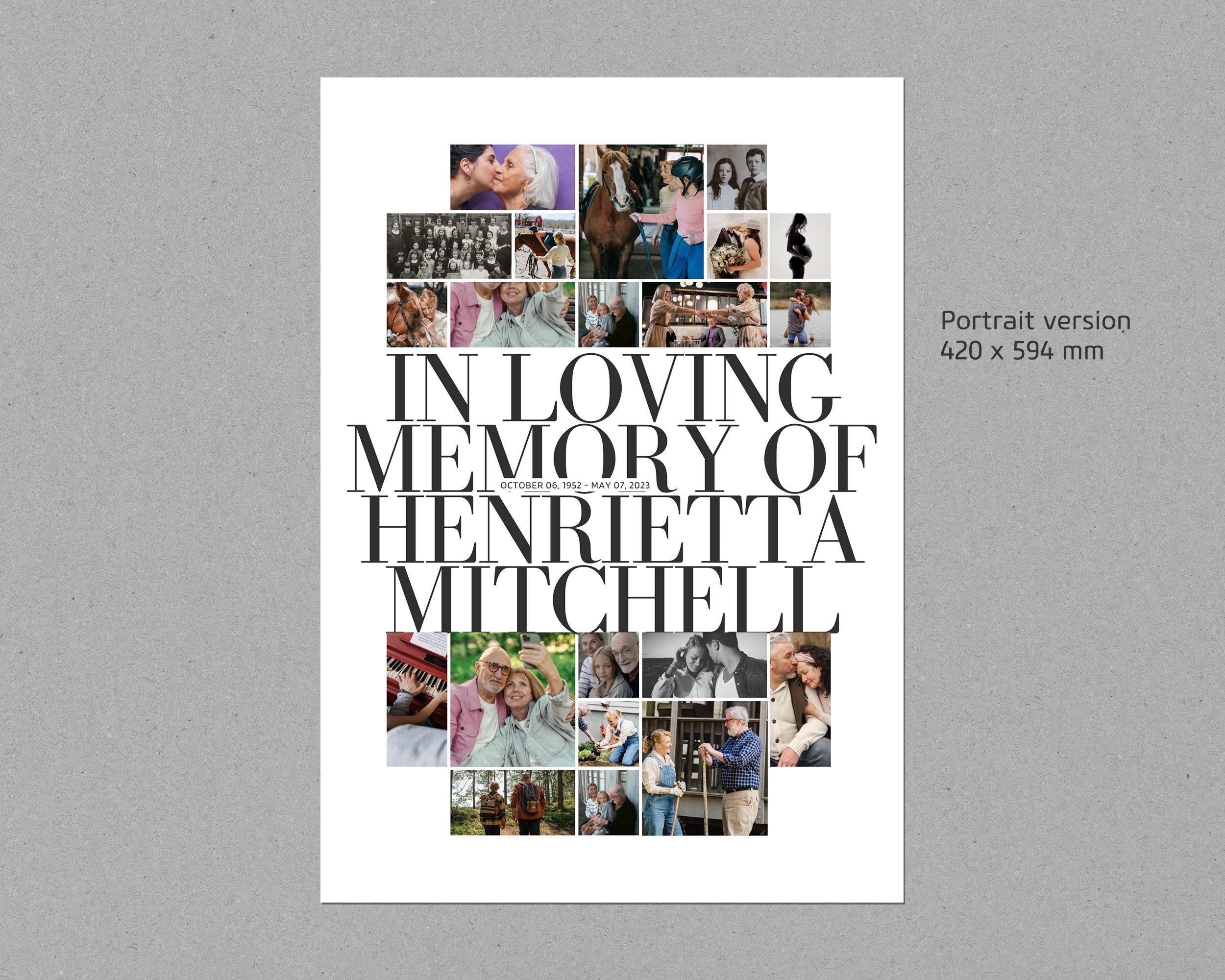 Funeral Sign Template Memorial Photo Collage Board Etsy
