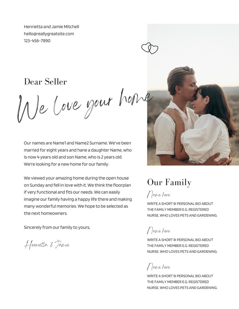 Home Offer Letter Template, Elegant Note to Seller, Beautiful Editable Buyer Presentation for House Owner, Modern Proposal with Photo 2024 image 7