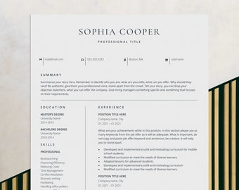 Resume Template, Modern Cv Template Word, Professional Executive Resume Template, Simple Basic Resume, Minimalist Resume with Cover Letter