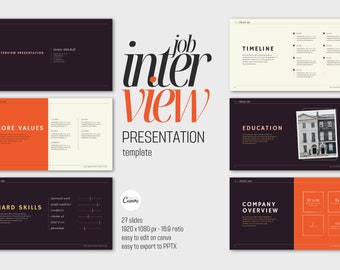 10 Minute Interview Presentation Canva Template, Self Presentation Creative Resume Modern Layout for Interview, Personal Visual CV Resume