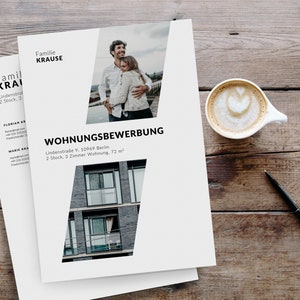 Vorlage für Wohnungsbewerbung in Word. Bewerbungsunterlagen für die Wohnung. Bewerbungsmappe mit Anschreiben für die ideale Mietwohnung. image 1