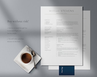 Simple Resume Template, Modern Cv Template Word, Professional Teacher Resume Template, Basic Resume, Minimalist Resume with Cover Letter