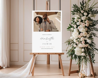 Signe de bienvenue de mariage, amour éternel élégant - Bienvenue dans notre modèle de canva de signe de mariage, signe de réception minimaliste, affiche imprimable