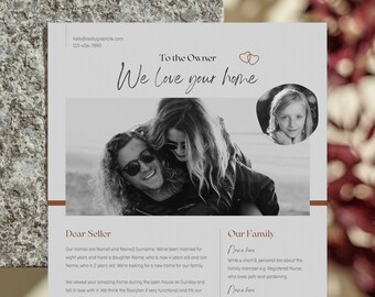 Home Offer Letter Template, Elegant Note to Seller, Boho Editable Buyer Presentation for House Owner, Classic Family Proposal Photo 2024