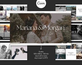 Wedding Slideshow with Music, Engagement Party Presentation Template, Save The Date Slide Show Video, 2024 Digital Collage Canva Template