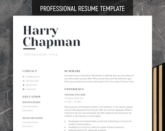 Resume Template, Modern Cv Template Word, Professional Executive Resume Template, Simple Basic Curriculum Vitae, Minimalist Resume, CEO Cv