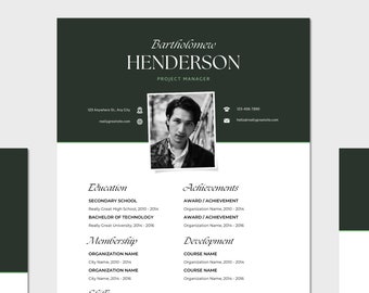Executive Resume Template, Cv Template with Photo, Professional Elegant Resume Template, Simple Resume, Minimalist Resume with Cover Letter