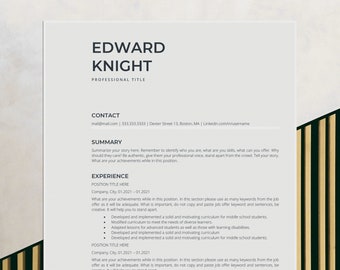 ATS Friendly Resume Template, Google Docs Cv Template Word, Professional Executive Resume Template, Simple Basic Resume, Minimalist Resume