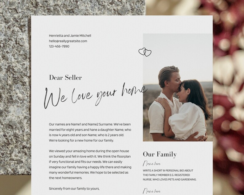 Home Offer Letter Template, Elegant Note to Seller, Beautiful Editable Buyer Presentation for House Owner, Modern Proposal with Photo 2024 image 2