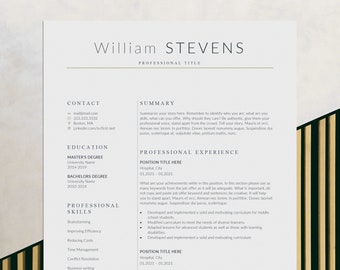 Resume Template, Modern Cv Template Word, Professional CEO Executive Resume Template, Simple Basic Resume, Minimalist Resume, Teacher Cv