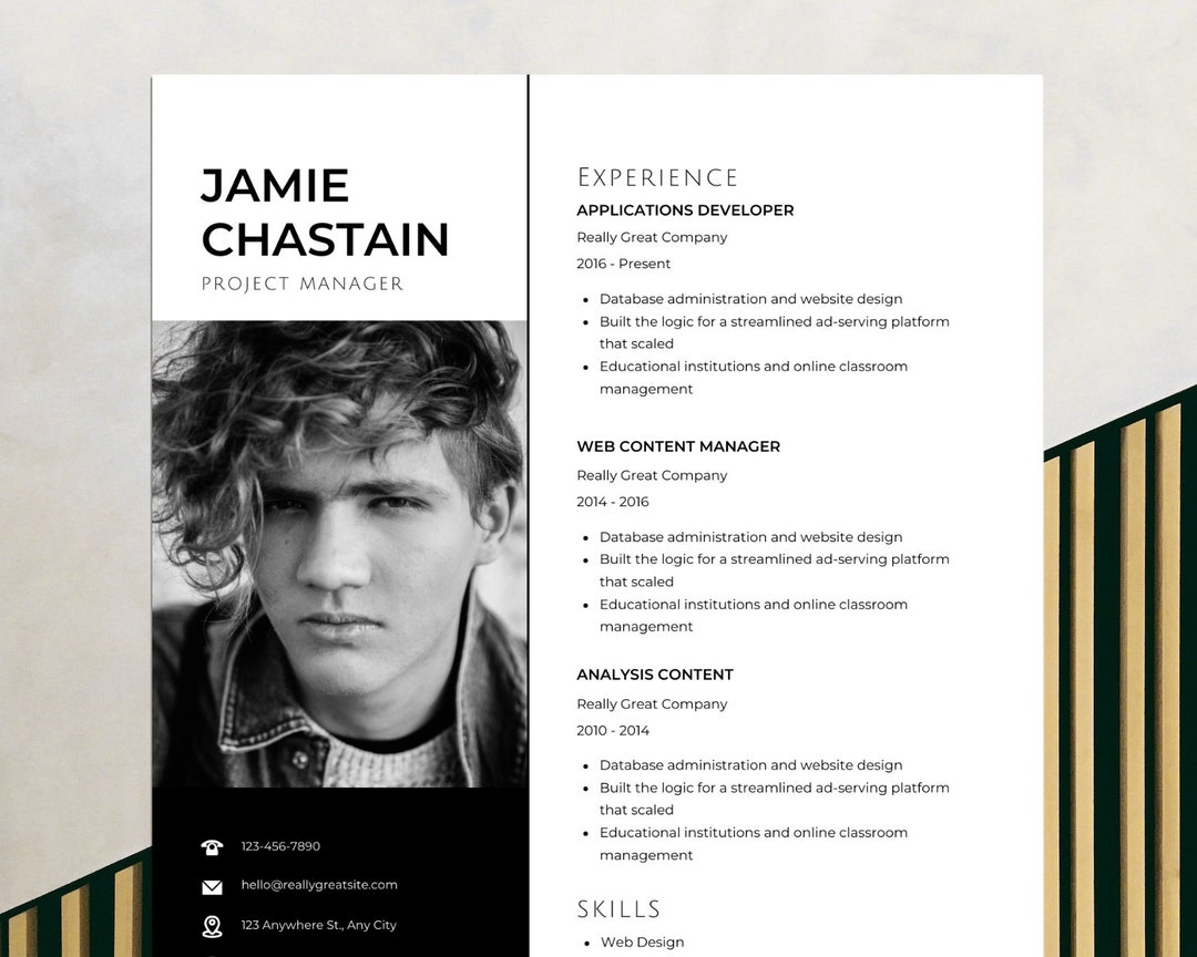 simple-resume-template-professional-one-page-cv-cover-etsy