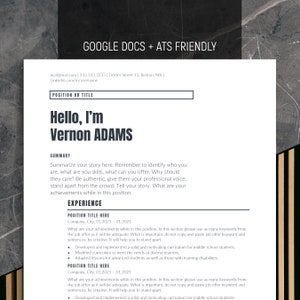 Modèle de CV convivial pour les ATS, modèle de Cv moderne Word, Modèle de CV pour cadre professionnel, CV Google Docs simple, CV minimaliste image 1