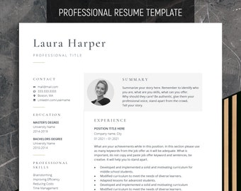 Professional Resume Template, Modern Cv Template Word, CEO Executive Resume Template, Simple Basic Resume, Minimalist Resume, Cover Letter