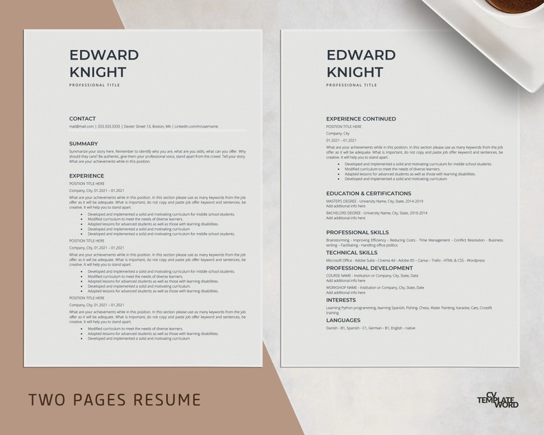 ATS Friendly Resume Template, Google Docs Cv Template Word, Professional Executive Resume Template, Simple Basic Resume, Minimalist Resume image 3