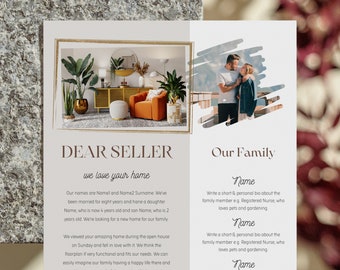 Home Offer Letter Template, Simple Note to Seller, Classy Editable Buyer Presentation for House Owner, Modern, Chic Proposal Photo, 2024