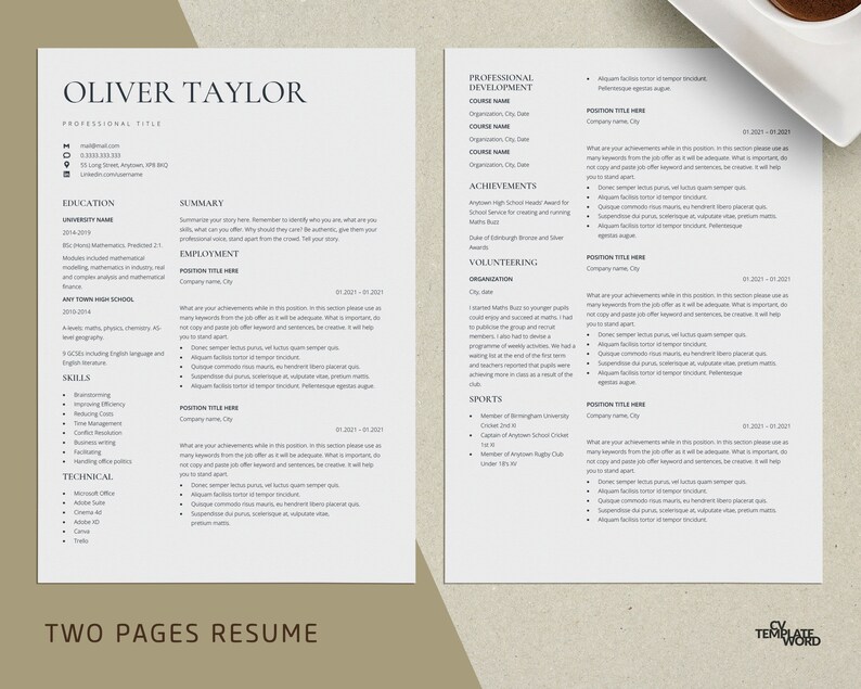 Google Docs Resume Template, Modern Sleek Cv Template Word, Professional Executive Resume Template, Simple Basic Resume, Minimalist Resume image 3