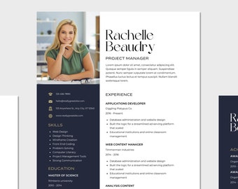 Feminine Resume Template, Cv Template with Photo, Professional Executive Resume Template, Simple Resume, Minimalist Resume with Cover Letter