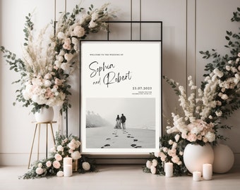 Panneau de bienvenue de mariage 'Forever Together' - Bienvenue dans notre modèle de canva de signe de mariage, signe de réception élégant, signalisation d'affiche imprimable