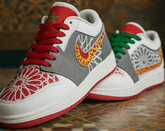 Zapatillas Zellige hechas a mano – Zapatillas altas con estampado geométrico de estrellas, estilo artesanal marroquí.